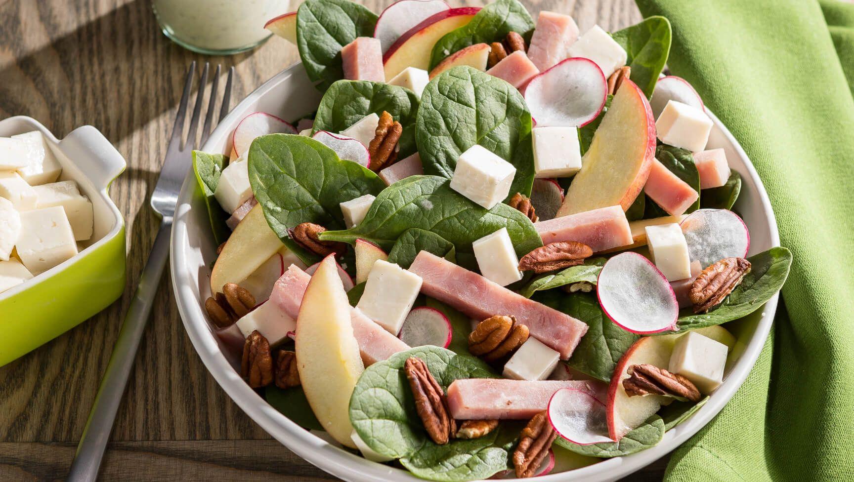 Turkey Ham, Apple and Spinach Salad