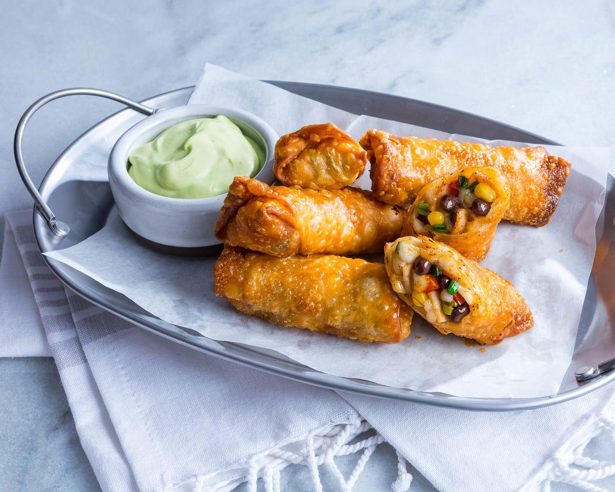 Southwest Egg Rolls with Avocado Cream