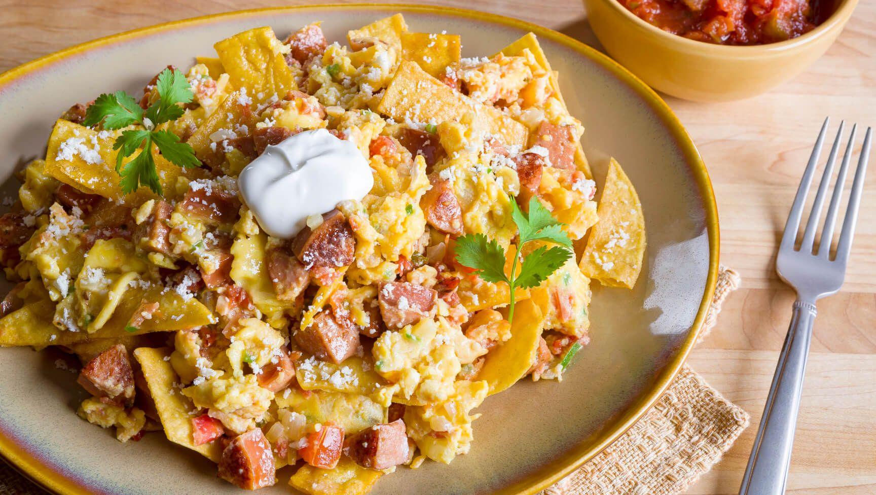 Migas Roja with Salchicha